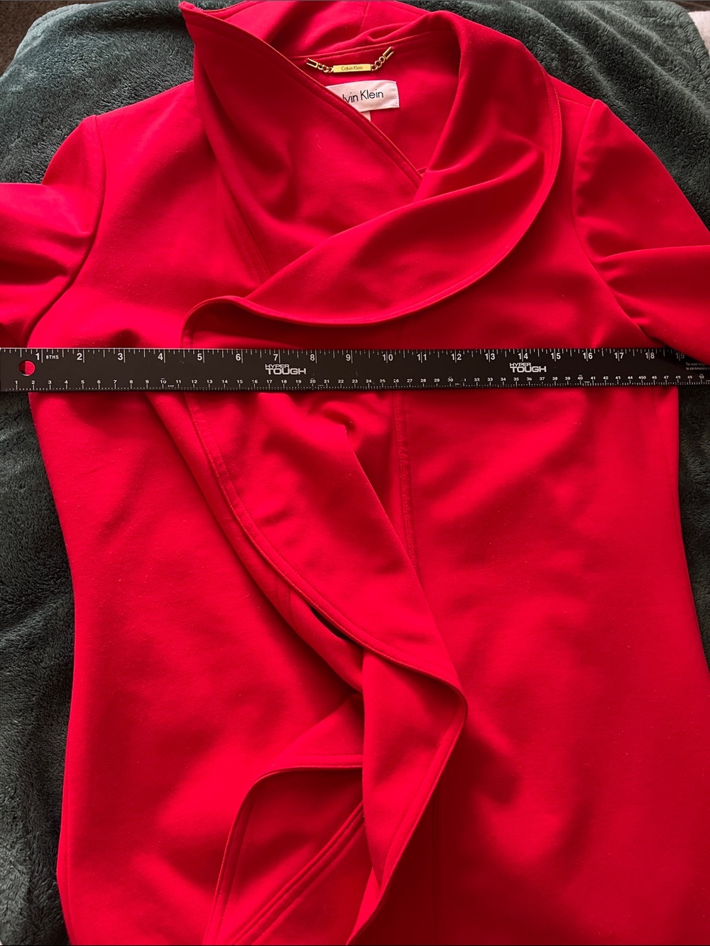 Calvin Klein Red Ruffle Front Open Blazer - Picture 9 of 9